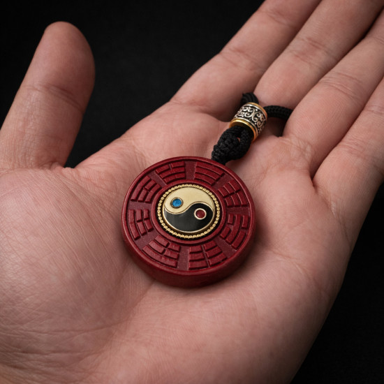 紫金砂八卦平安吊坠 CINNABAR PEACE PENDANT 紫金砂八卦平安吊坠 CINNABAR PEACE PENDANT