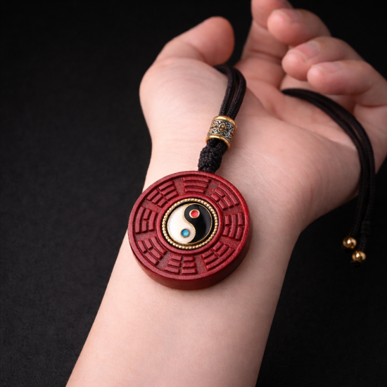 紫金砂八卦平安吊坠 CINNABAR PEACE PENDANT 紫金砂八卦平安吊坠 CINNABAR PEACE PENDANT