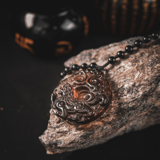 冰种黑曜石貔貅 - 平安扣吊坠 Ice Obsidian Pixiu Pendant 冰种黑曜石貔貅 - 平安扣吊坠 Ice Obsidian Pixiu Pendant
