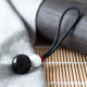 白砗磲黑曜石葫芦吊坠 Tridacna Stone and Obsidian Gourd Pendant 白砗磲黑曜石葫芦吊坠 Tridacna Stone and Obsidian Gourd Pendant