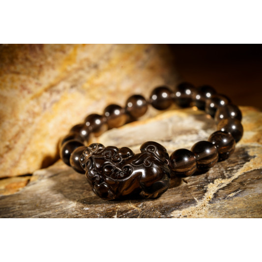 冰种黑曜石貔貅手链 Icy Obsidian Pixiu Bracelet 冰种黑曜石貔貅手链 Icy Obsidian Pixiu Bracelet