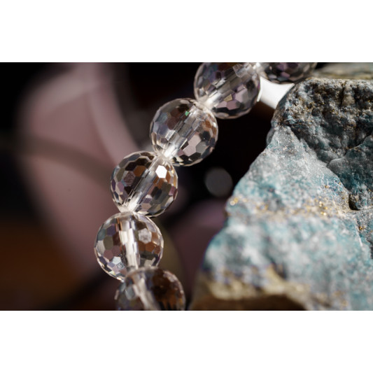 白水晶手链 ( 切面128 ) Clear Quartz Bracelet (Cut 128 Facets) 白水晶手链 ( 切面128 ) Clear Quartz Bracelet (Cut 128 Facets)