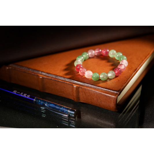 绿红草莓晶手链 Green And Red Strawberry Quartz Bracelet 绿红草莓晶手链 Green And Red Strawberry Quartz Bracelet