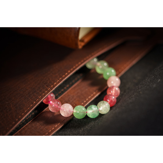 绿红草莓晶手链 Green And Red Strawberry Quartz Bracelet 绿红草莓晶手链 Green And Red Strawberry Quartz Bracelet