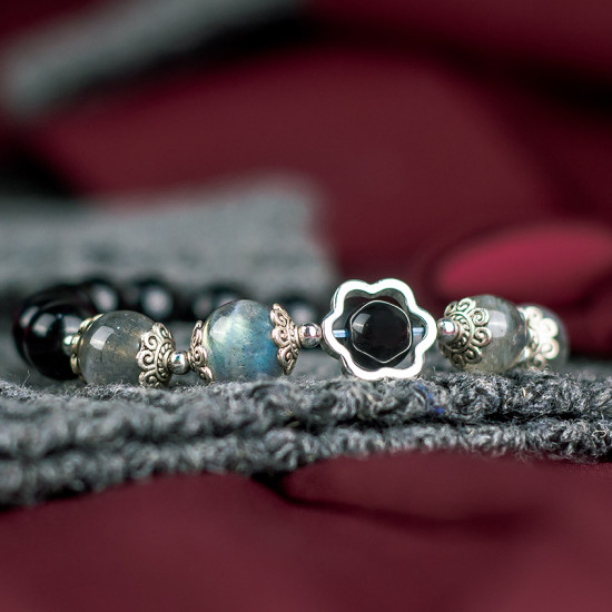 黑曜石+拉长石手链 Mix Crystal Bracelet (Obsidian + Labradorite) 黑曜石+拉长石手链 Mix Crystal Bracelet (Obsidian + Labradorite)