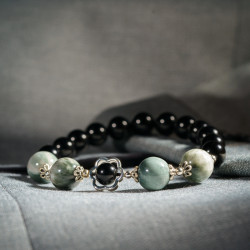 黑曜石+鹰眼石手链 Mix Crystal Bracelet (Obsidian + Hawk's eye) 黑曜石+鹰眼石手链 Mix Crystal Bracelet (Obsidian + Hawk's eye)