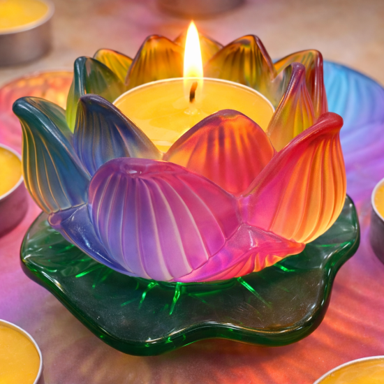 琉璃莲花七星转运烛 GLAZED LUTUS SEVEN STAR FORTUNE CANDLE