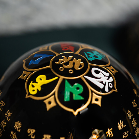 黑曜石心经球 Obsidian Crystal Ball with Heart Sutra 8cm