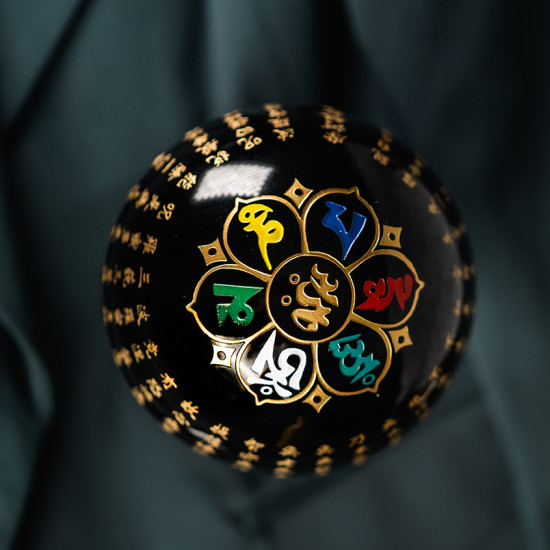 黑曜石心经球 Obsidian Crystal Ball with Heart Sutra 8cm
