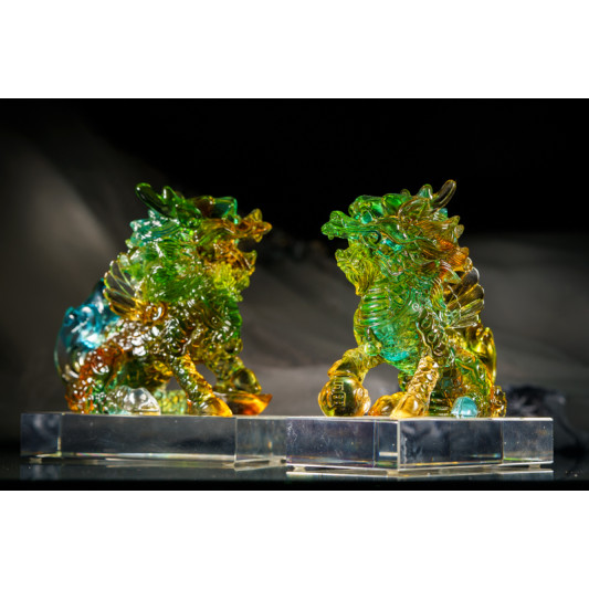 古法琉璃麒麟 (绿色) Ancient Glazed Glass Kirin (Green)
