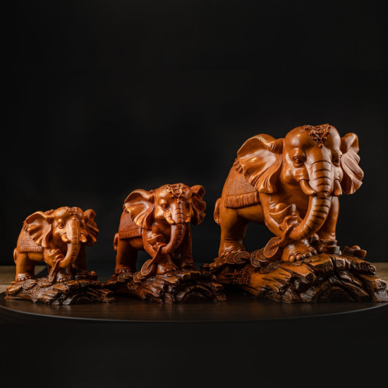大象 - 吉祥旺财赐福（大）  Auspicious Prosperity Blessed Elephant (Wooden Material) 