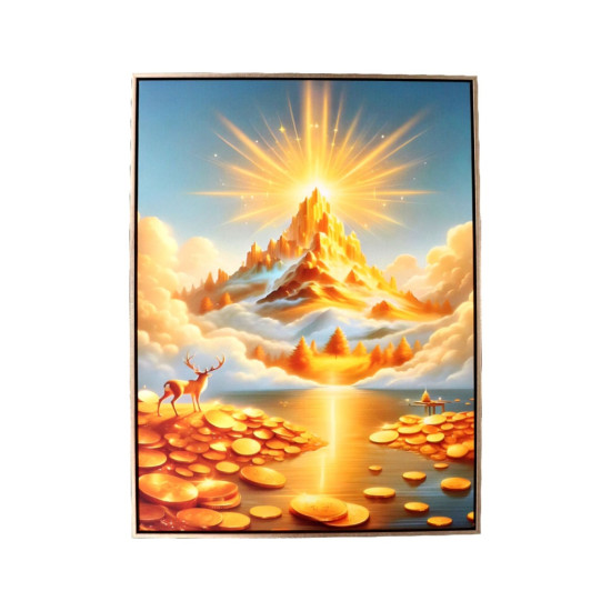 风水画 PT00135 : 金山福鹿 Golden Mountain Lucky Deer 风水画 PT00135 : 金山福鹿 Golden Mountain Lucky Deer